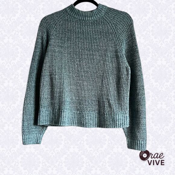 Old Navy Sweaters - Old Navy Sea Foam Shaker-Stitch Mock Neck Raglan Sweater Women's Size S